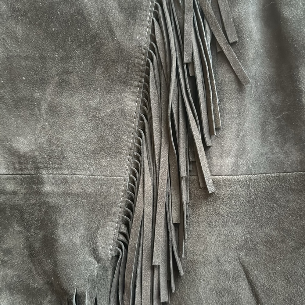 Altuzarra Black Suede Fringe Midi Skirt - Picture 3 of 4